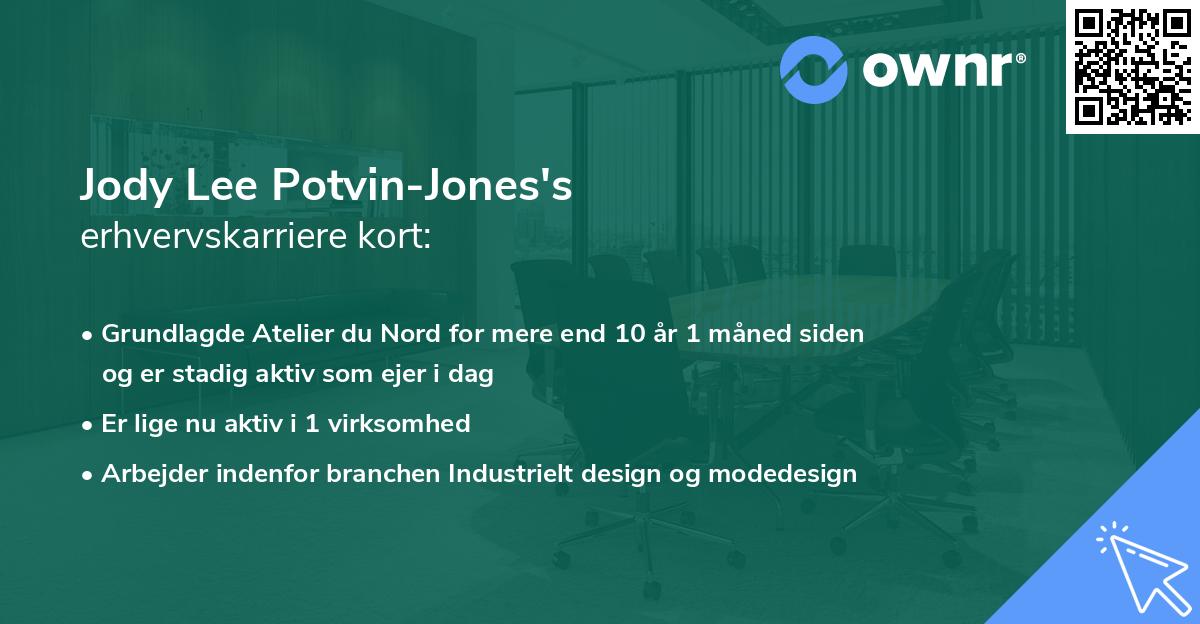 Jody Lee Potvin-Jones's erhvervskarriere kort