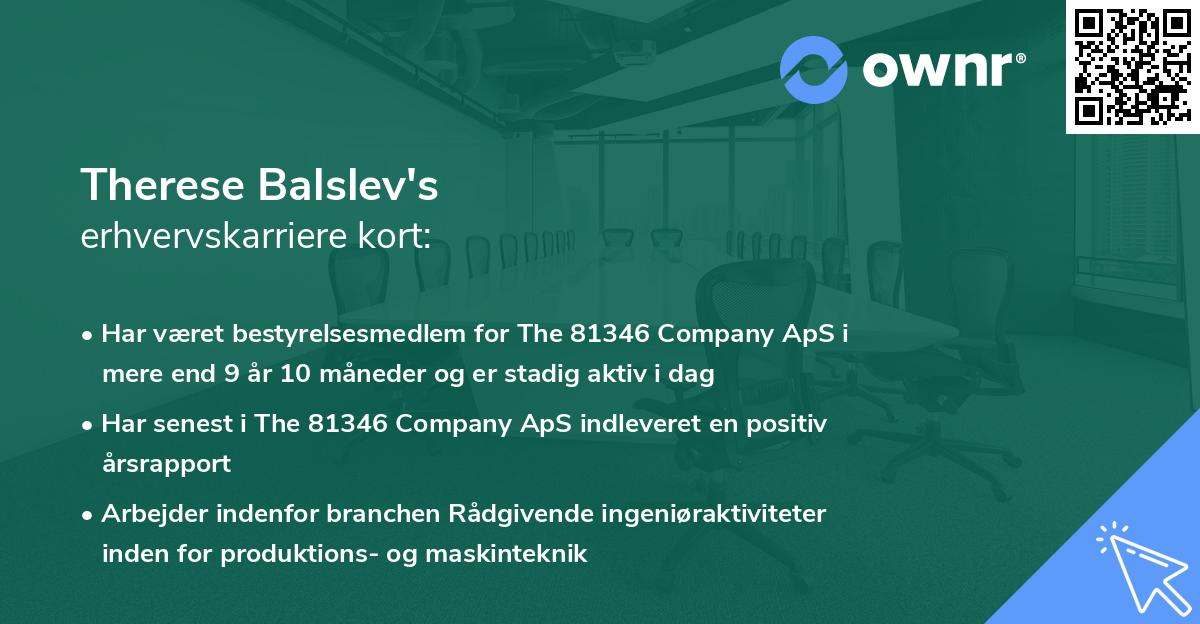 Therese Balslev's erhvervskarriere kort