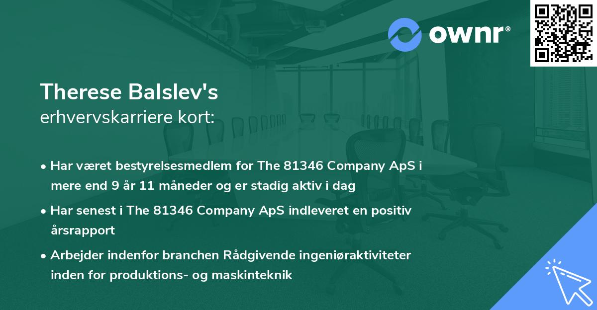 Therese Balslev's erhvervskarriere kort