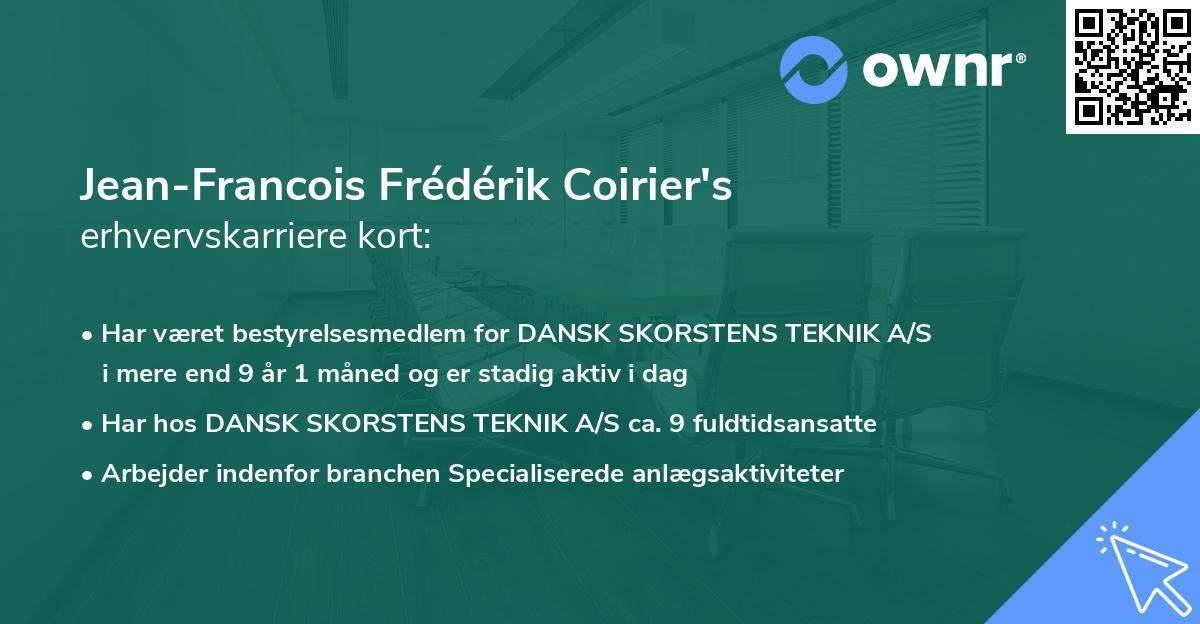 Jean-Francois Frédérik Coirier's erhvervskarriere kort