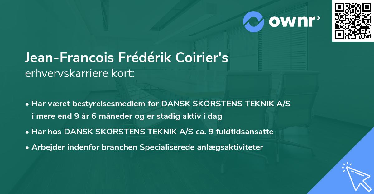 Jean-Francois Frédérik Coirier's erhvervskarriere kort
