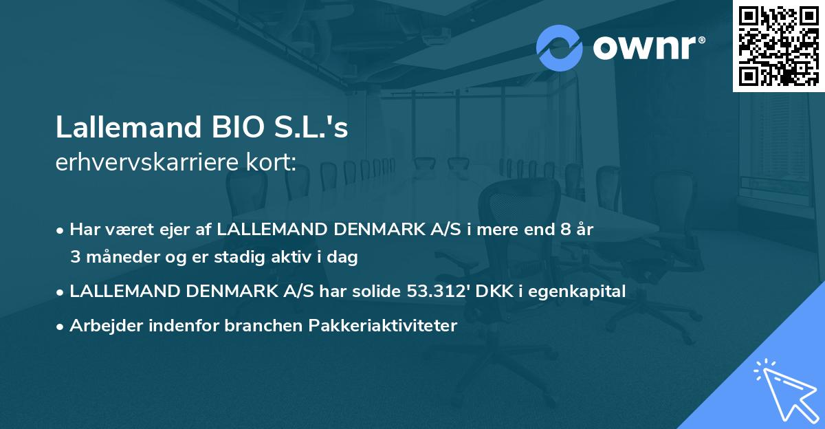 Lallemand BIO S.L.'s erhvervskarriere kort