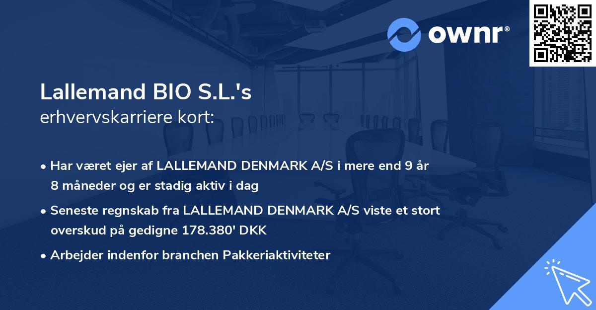 Lallemand BIO S.L.'s erhvervskarriere kort