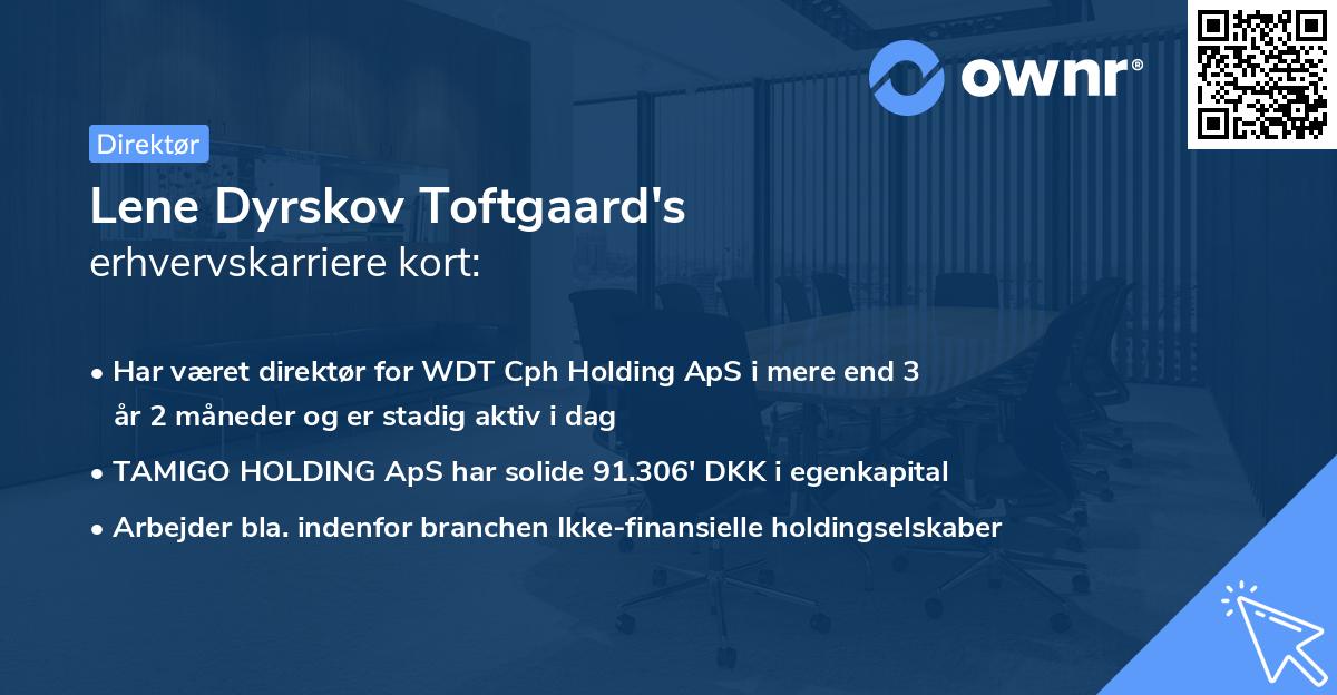 Lene Dyrskov Toftgaard's erhvervskarriere kort