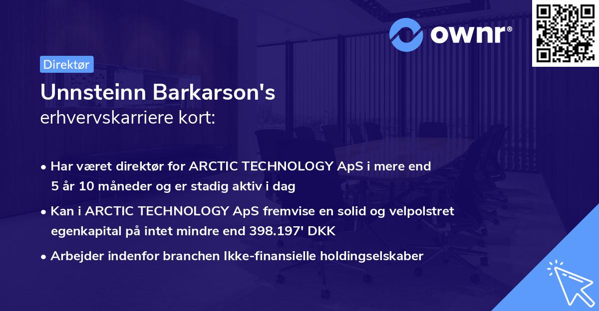Unnsteinn Barkarson's erhvervskarriere kort