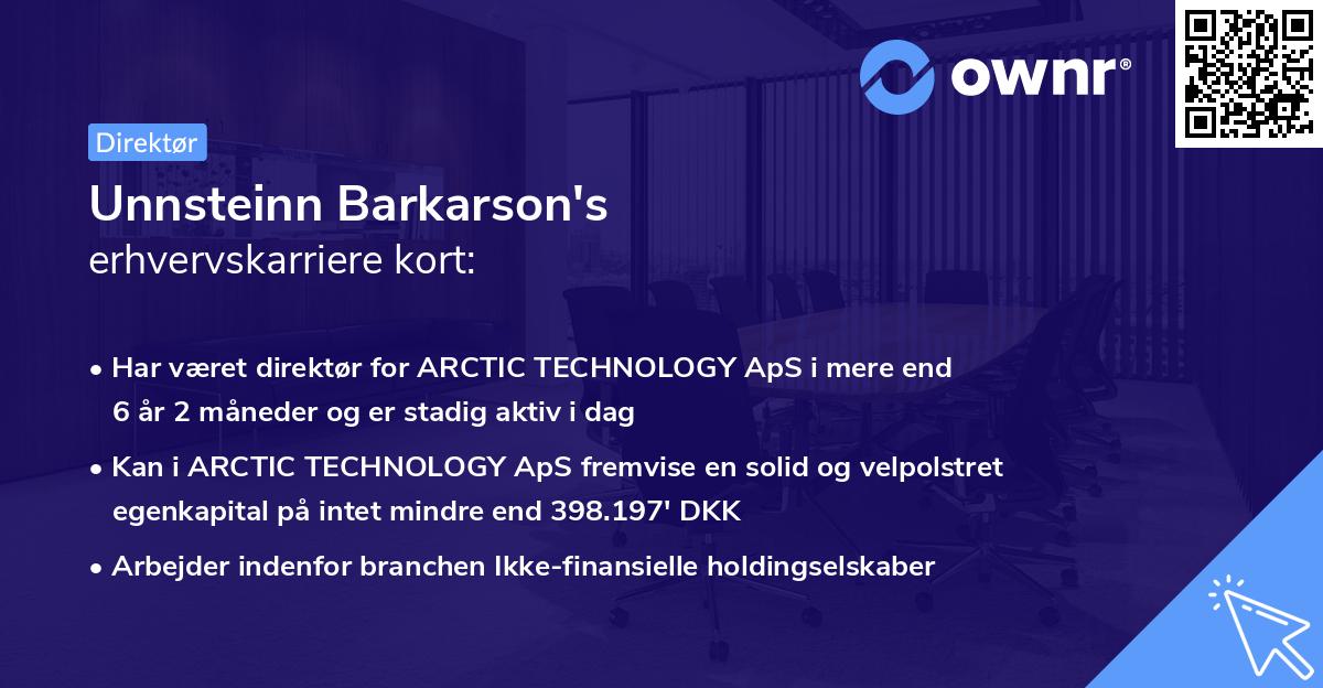 Unnsteinn Barkarson's erhvervskarriere kort