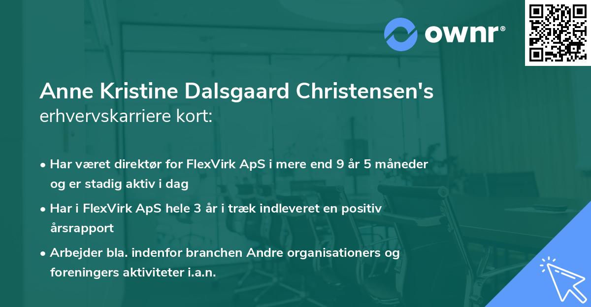 Anne Kristine Dalsgaard Christensen's erhvervskarriere kort