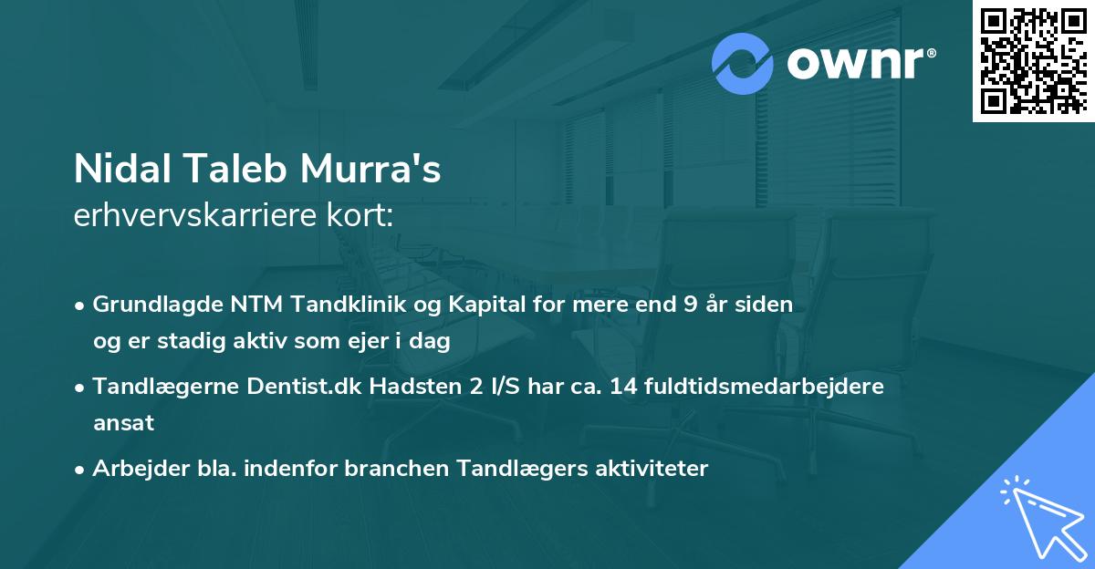 Nidal Taleb Murra's erhvervskarriere kort
