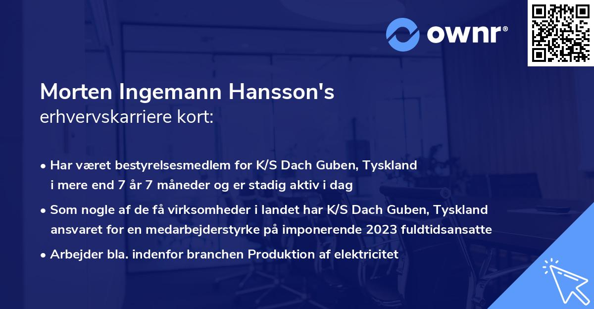 Morten Ingemann Hansson's erhvervskarriere kort