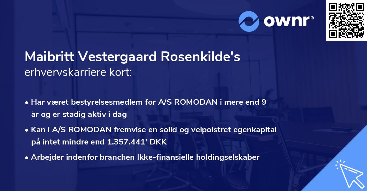 Maibritt Vestergaard Rosenkilde's erhvervskarriere kort