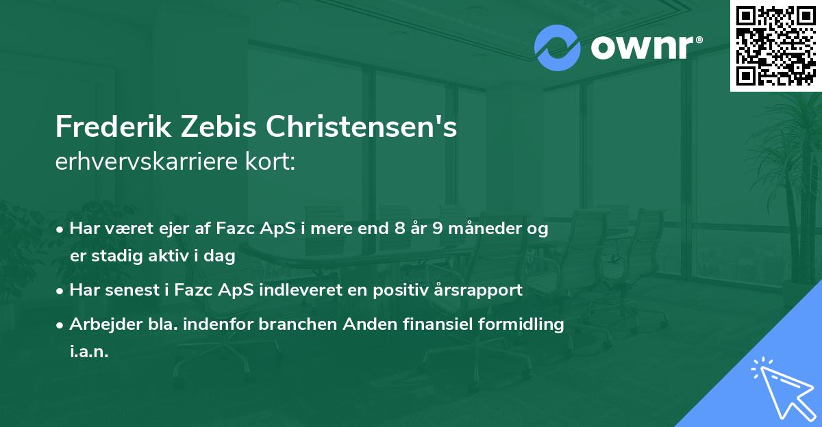 Frederik Zebis Christensen's erhvervskarriere kort