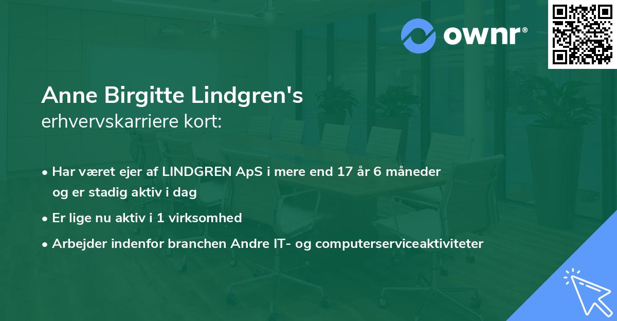 Anne Birgitte Lindgren's erhvervskarriere kort