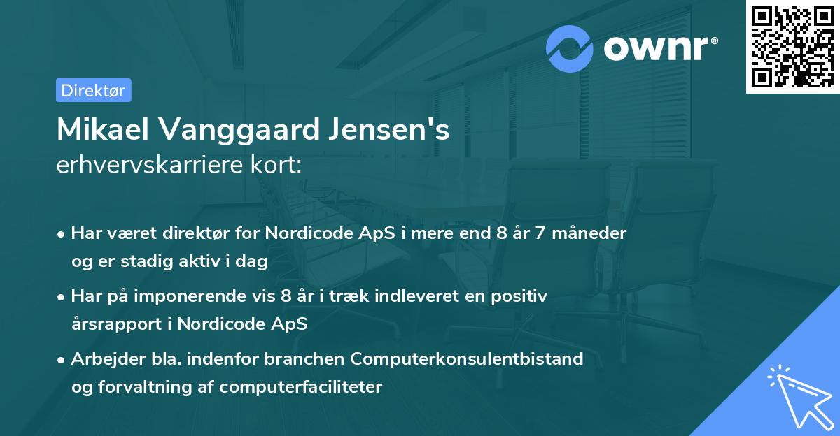 Mikael Vanggaard Jensen's erhvervskarriere kort