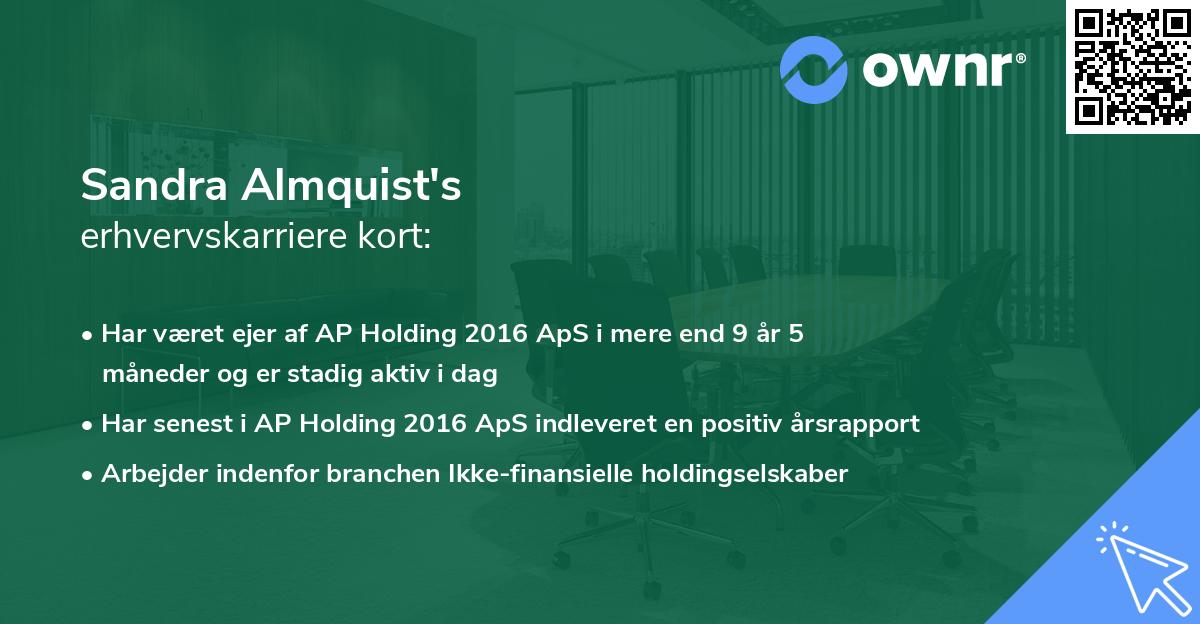 Sandra Almquist's erhvervskarriere kort