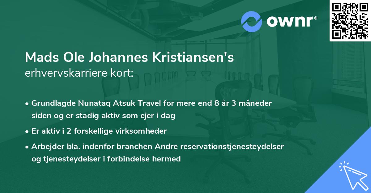 Mads Ole Johannes Kristiansen's erhvervskarriere kort