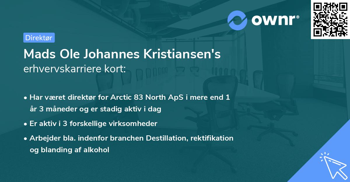 Mads Ole Johannes Kristiansen's erhvervskarriere kort