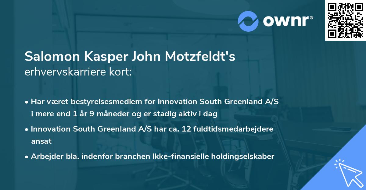 Salomon Kasper John Motzfeldt's erhvervskarriere kort