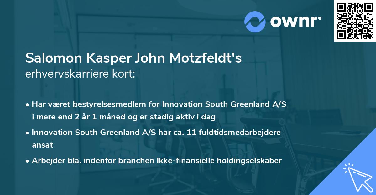 Salomon Kasper John Motzfeldt's erhvervskarriere kort