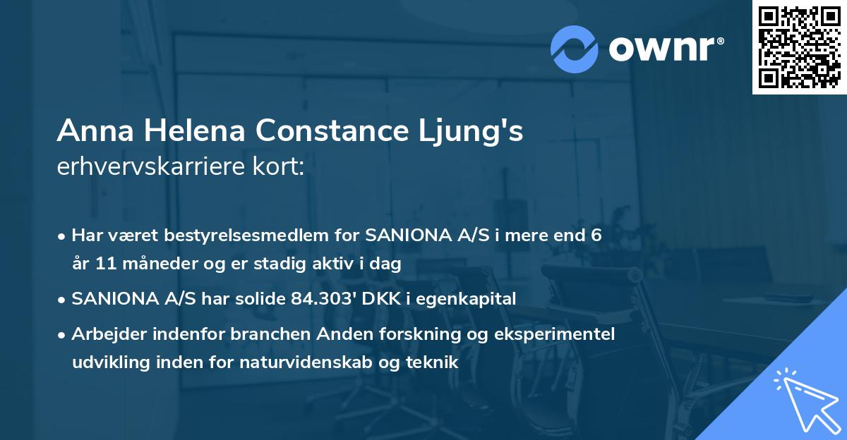 Anna Helena Constance Ljung's erhvervskarriere kort