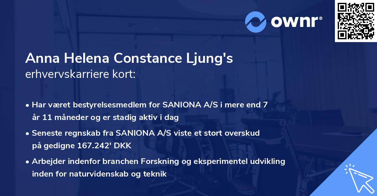 Anna Helena Constance Ljung's erhvervskarriere kort