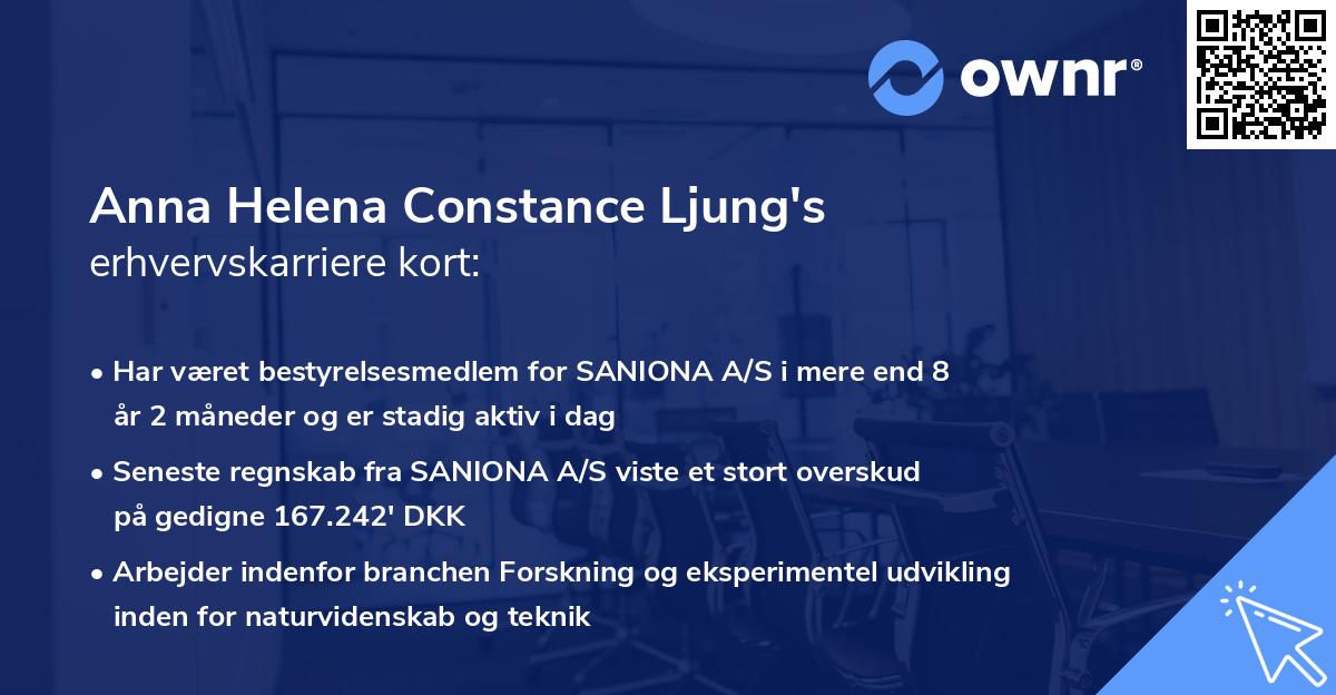 Anna Helena Constance Ljung's erhvervskarriere kort