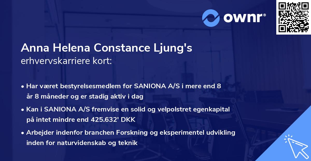 Anna Helena Constance Ljung's erhvervskarriere kort
