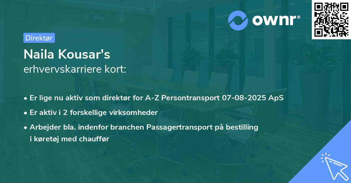 Naila Kousar's erhvervskarriere kort