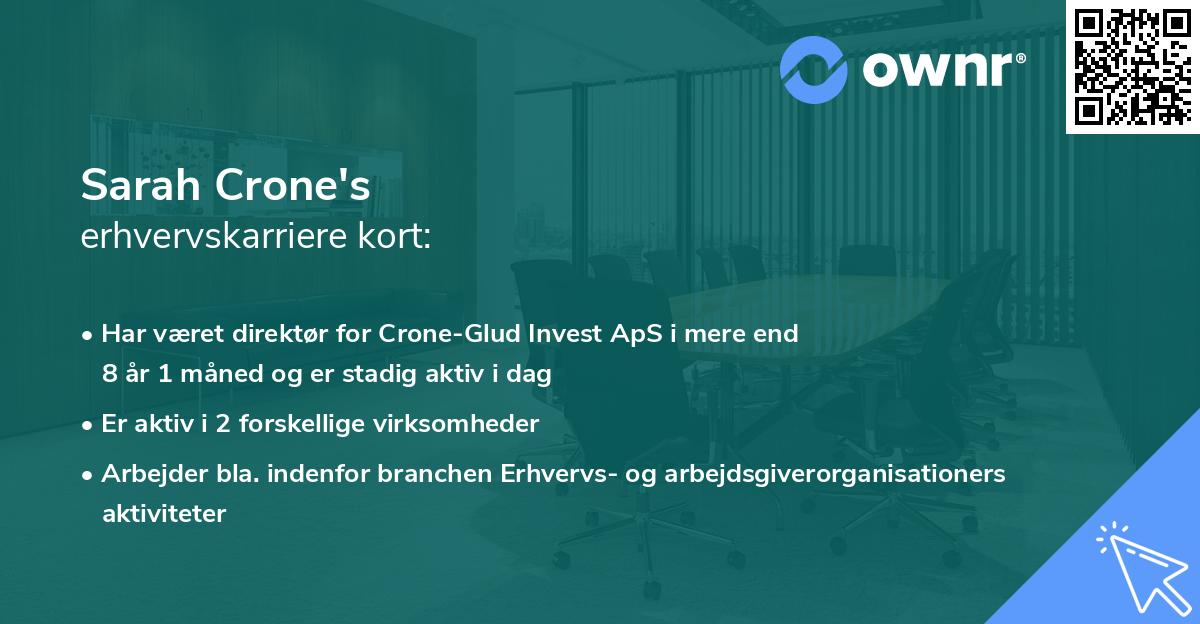 Sarah Crone's erhvervskarriere kort