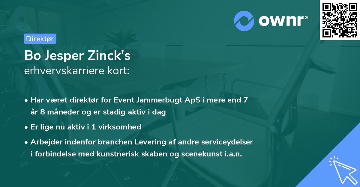 Bo Jesper Zinck's erhvervskarriere kort