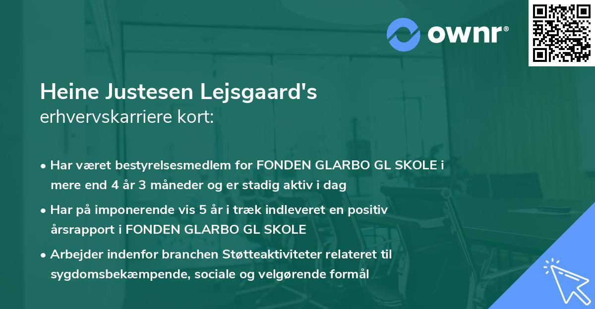 Heine Justesen Lejsgaard's erhvervskarriere kort
