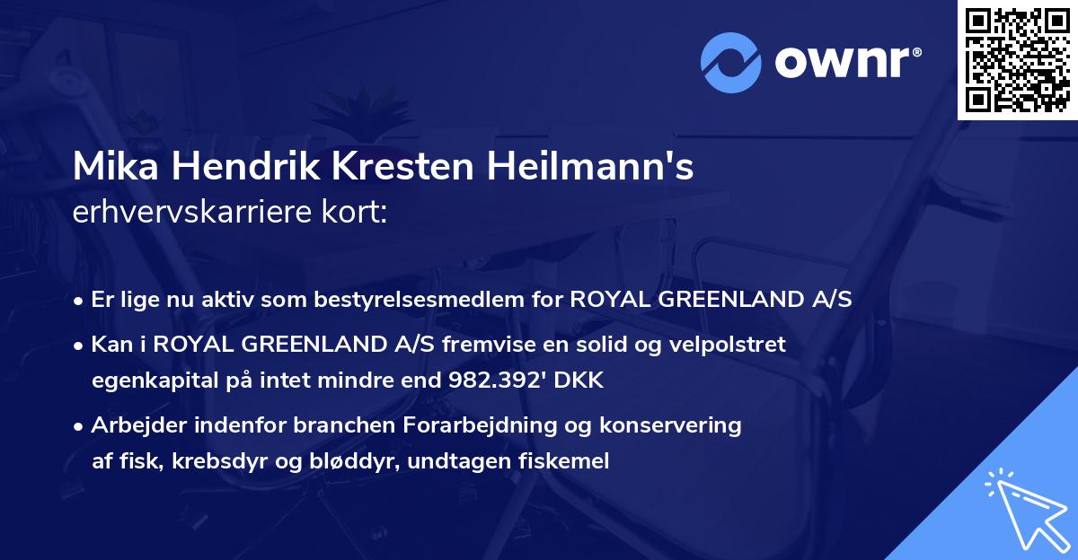 Mika Hendrik Kresten Heilmann's erhvervskarriere kort