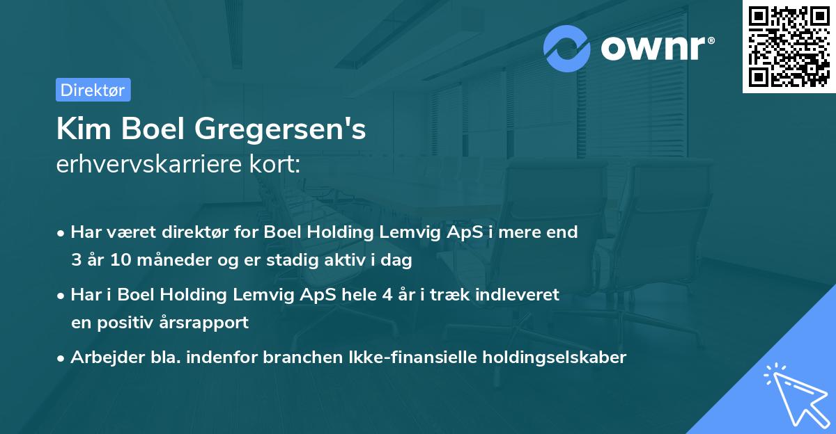 Kim Boel Gregersen's erhvervskarriere kort