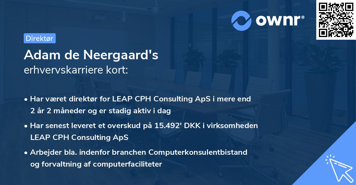 Adam de Neergaard's erhvervskarriere kort