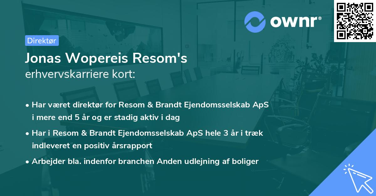 Jonas Wopereis Resom's erhvervskarriere kort