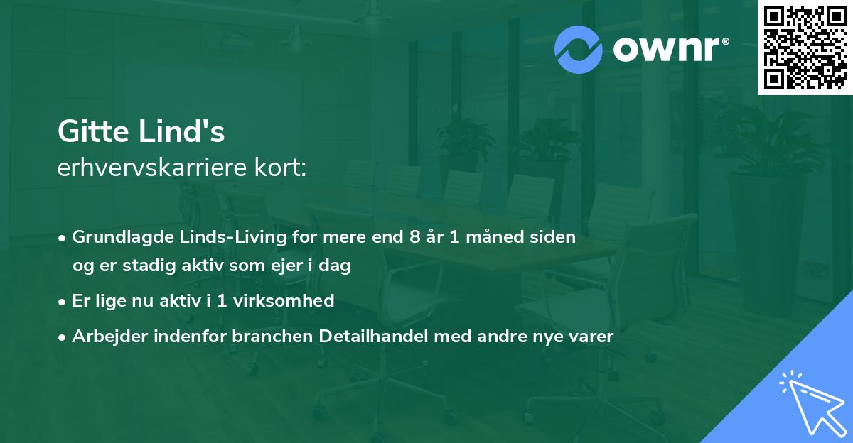 Gitte Lind's erhvervskarriere kort