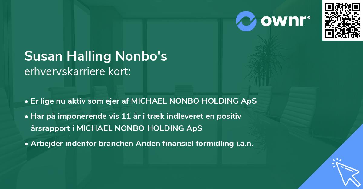 Susan Halling Nonbo's erhvervskarriere kort