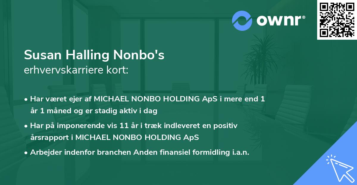 Susan Halling Nonbo's erhvervskarriere kort