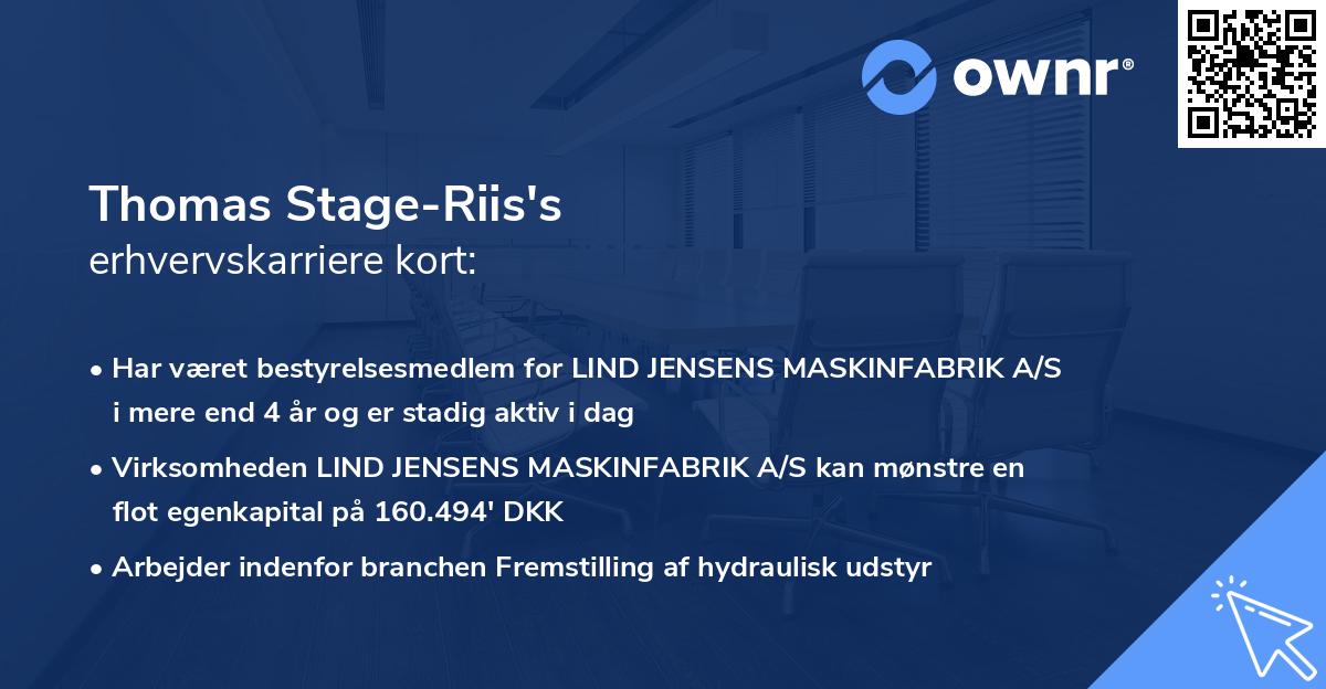 Thomas Stage-Riis's erhvervskarriere kort