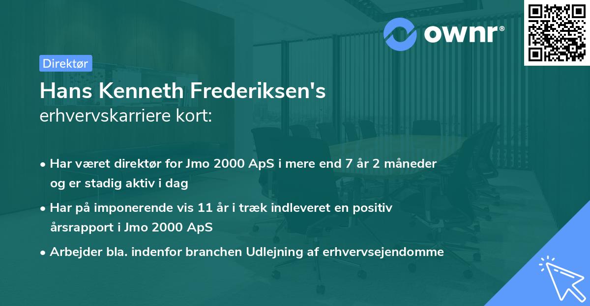 Hans Kenneth Frederiksen's erhvervskarriere kort