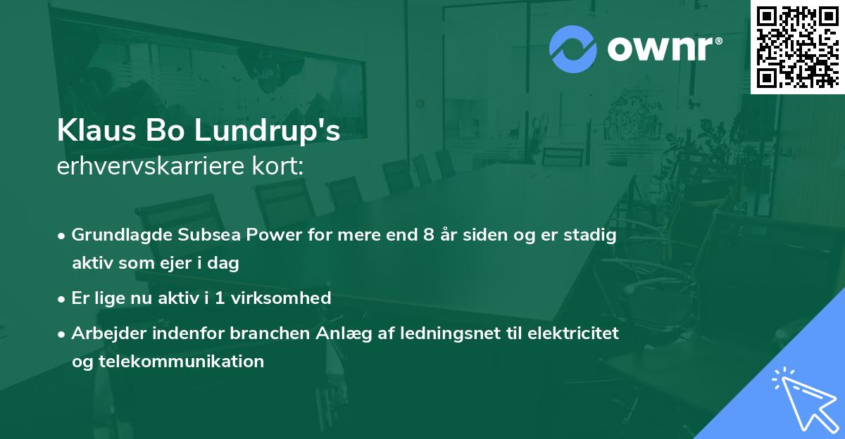 Klaus Bo Lundrup's erhvervskarriere kort
