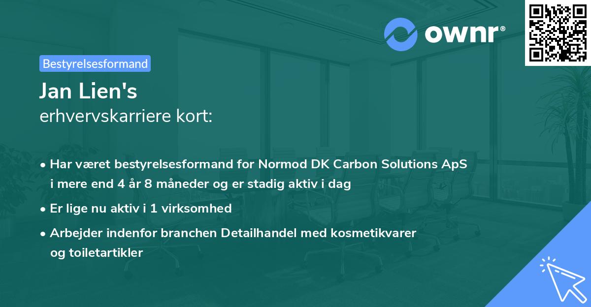 Jan Lien's erhvervskarriere kort