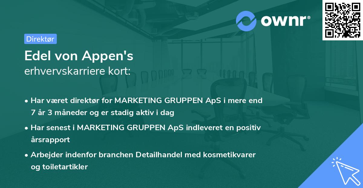 Edel von Appen's erhvervskarriere kort