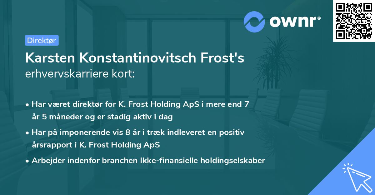 Karsten Konstantinovitsch Frost's erhvervskarriere kort