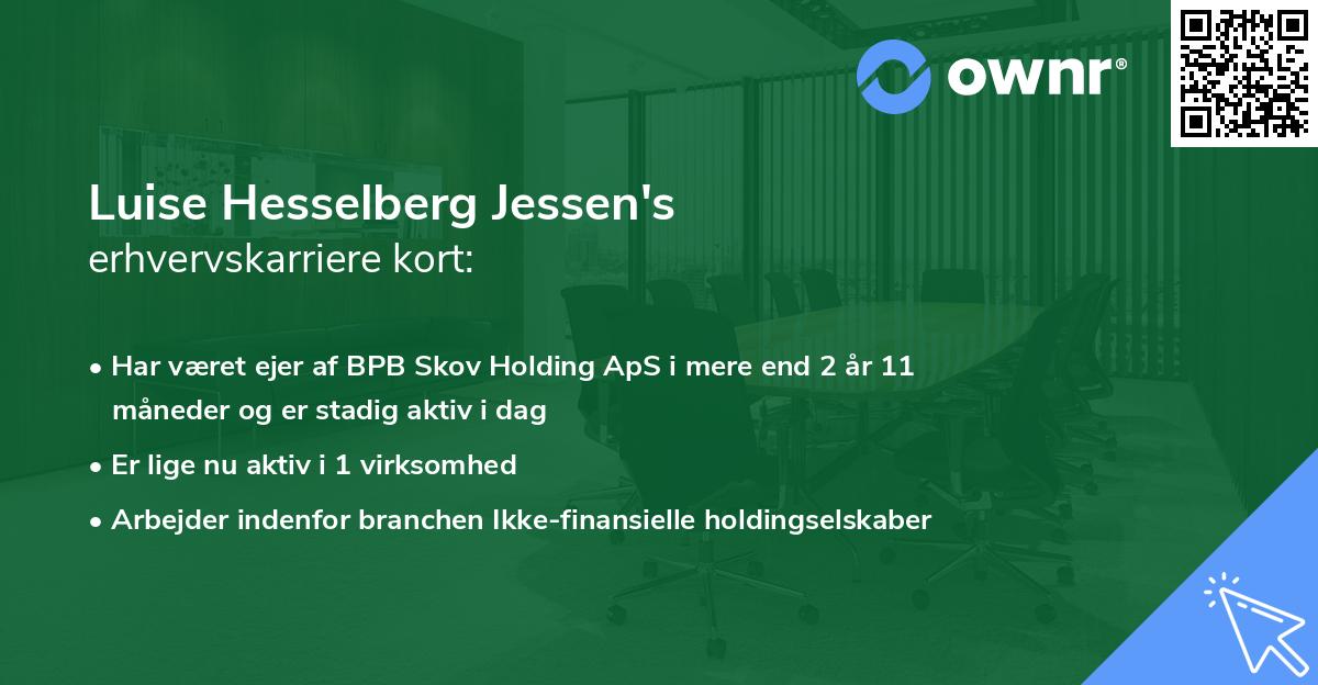 Luise Hesselberg Jessen's erhvervskarriere kort
