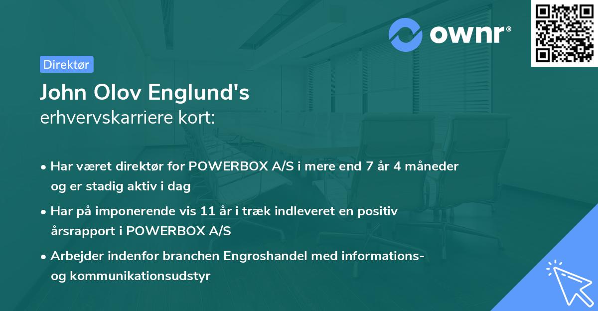 John Olov Englund's erhvervskarriere kort