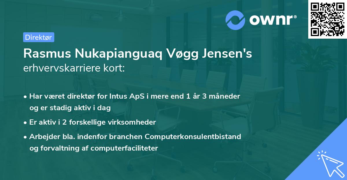 Rasmus Nukapianguaq Vøgg Jensen's erhvervskarriere kort