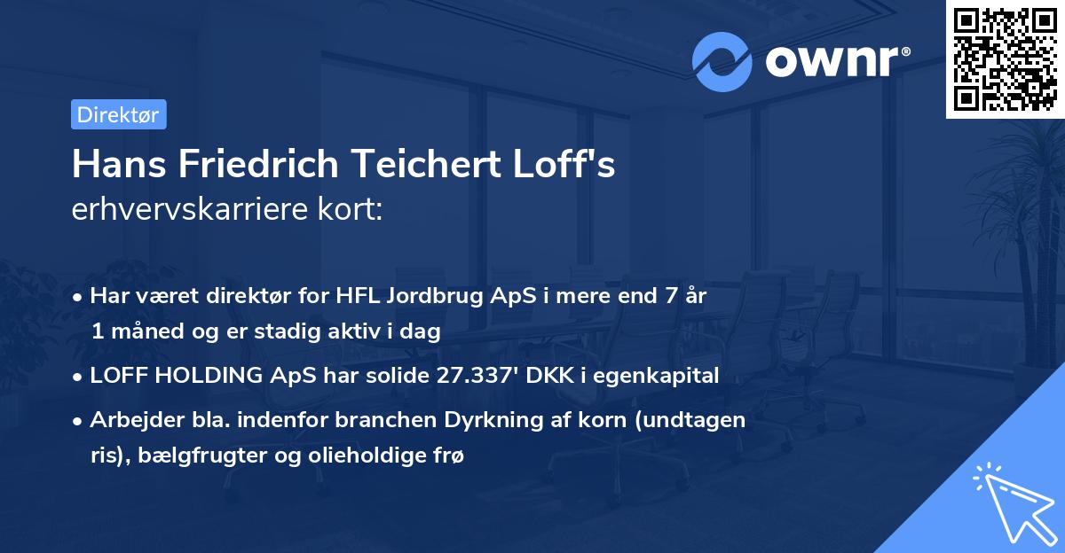 Hans Friedrich Teichert Loff's erhvervskarriere kort