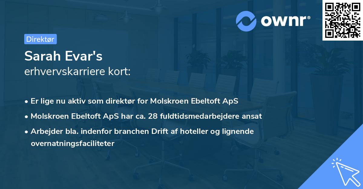 Sarah Evar's erhvervskarriere kort