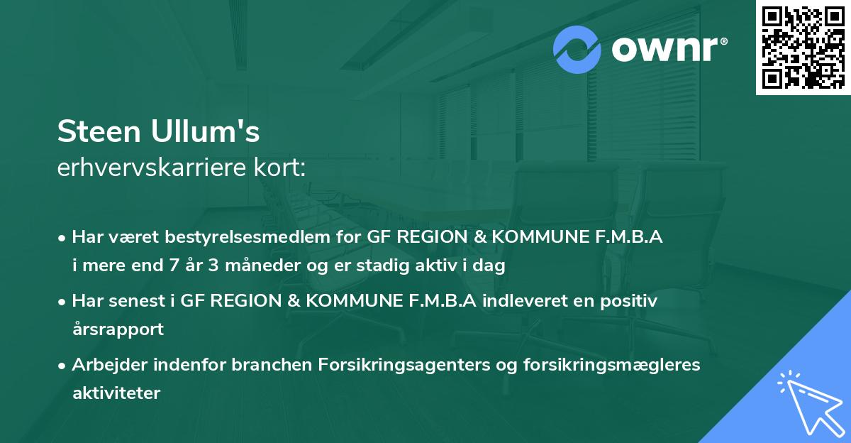 Steen Ullum's erhvervskarriere kort
