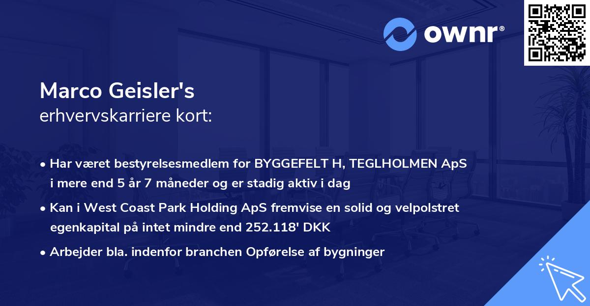 Marco Geisler's erhvervskarriere kort